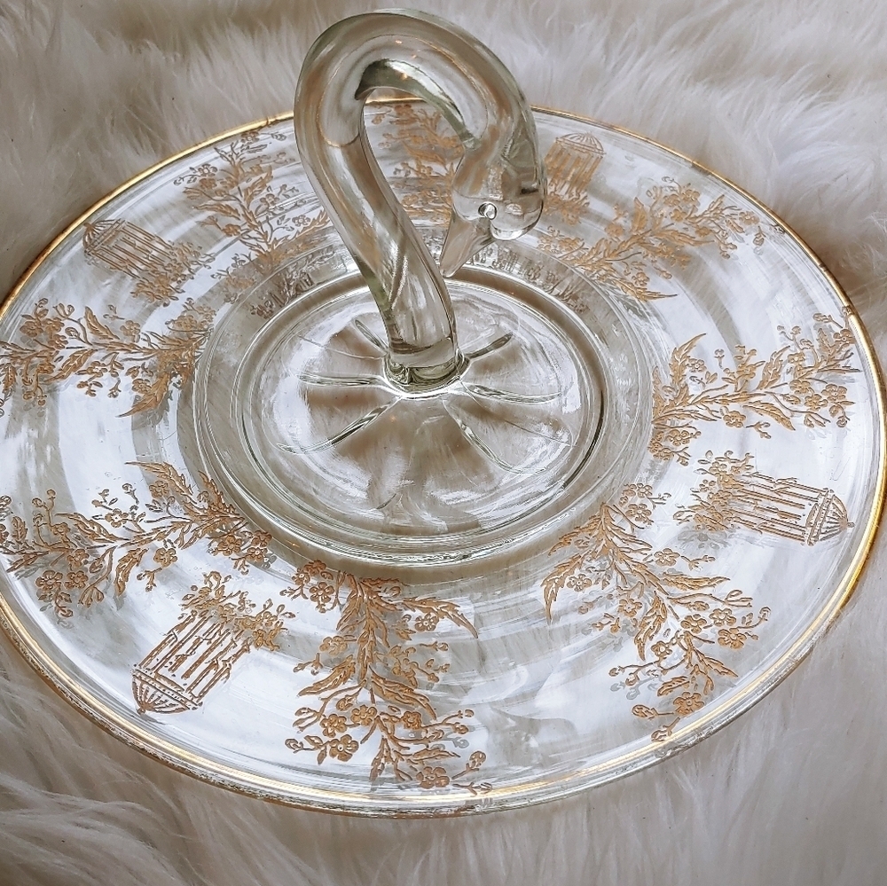 Vintage Serving Plate Swan Handle